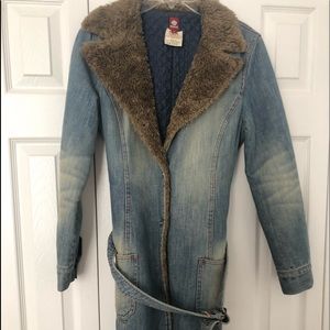 Vintage mid length denim jean coat